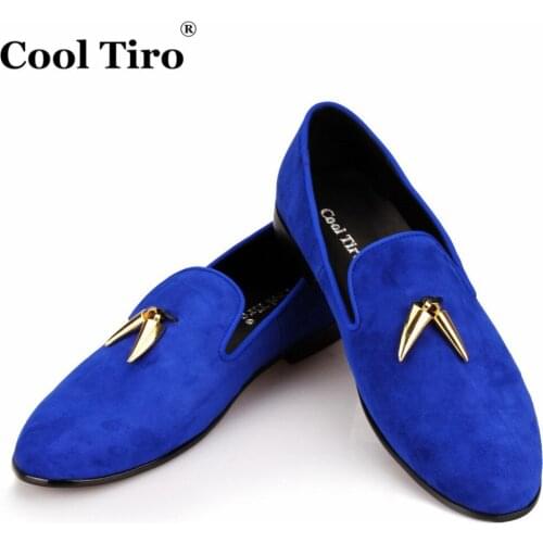 Cool Tiro Men Loafers Moccasins SmokingSlippers Shark Tooth Wedding Men Dress shoes Black Blue Suede Man Flats Casual Shoes