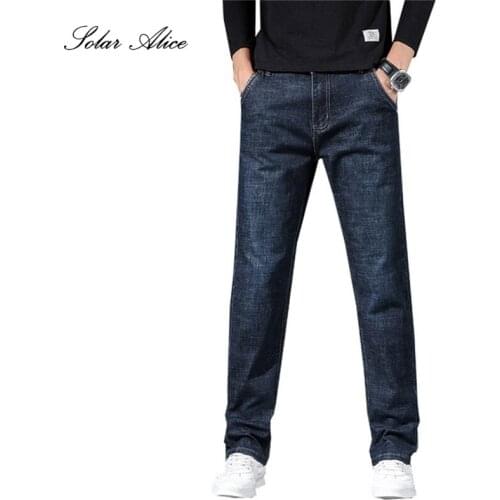 Free Shipping 2021 Fall/Winter Mens New Straight-Leg Jeans Anti-Theft Zipper Loose Business Casual Pants