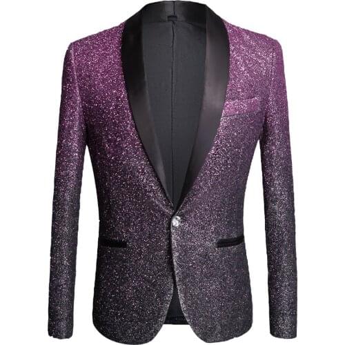 Mens Glossy Gold Suit Violet Jacket 2020 Customized Casual Wedding Prom Groom Suit Jacket Set