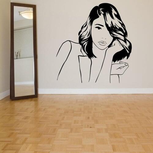 Girls Hairstyle Lovely Girl Wall Decal Barbershop Fashion Wall Sticker Vinyl Decal Mural for Hair Salon Decor Accessories C401