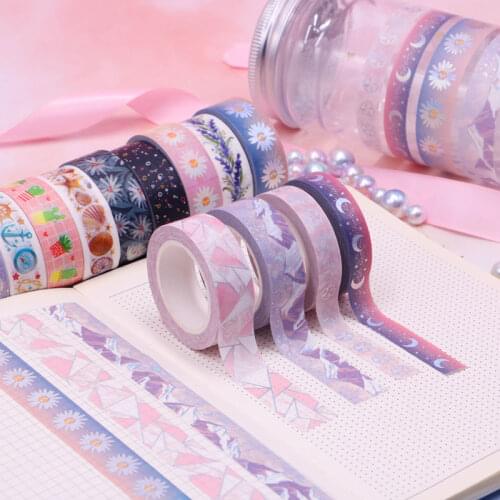 NEW 10pcs/lot Decorative Daisy Starry Moon Silver Foil Lunar Eclipse Washi Tapes Set for DIY Photo Album Adhesive Masking Tapes