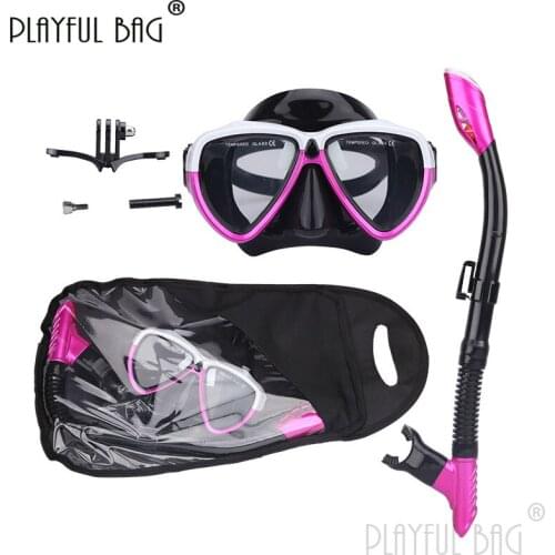 Playful bag Diving goggles snorkel set Liquid silicone fully dry Fits for camera stand Swimming goggles equipment E102
