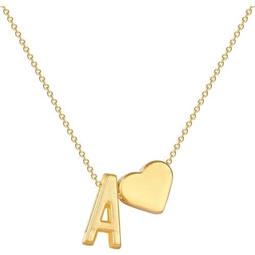 Kinitial Heart Initial Charm Necklaces for Women Personalize Letter Name Choker Necklace Collier Femme Chain Jewelry Gift Bijoux