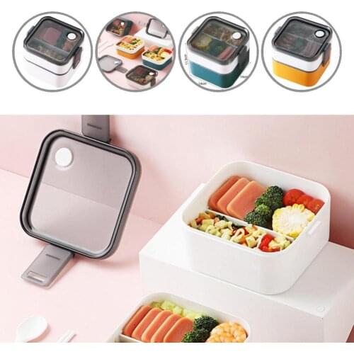 Square Useful Student Bento Food Container Tableware Eco-friendly Lunch Box Separate Type for Travel