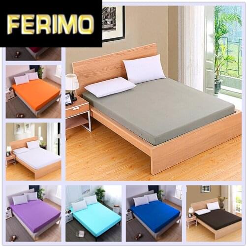 Solid Mattress Protector with Elastic Band Sanding Breathable Bed Mattress Cover Anti-mite Washable