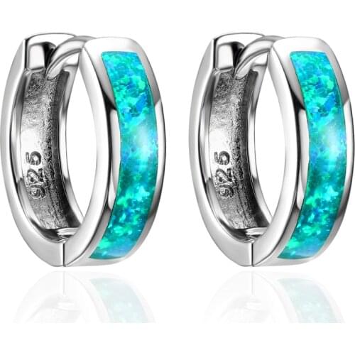 Simple Female Green Opal Stone Earrings Charm Silver Color Small Clip Earrings For Women Cute Bridal Round Wedding Earrings