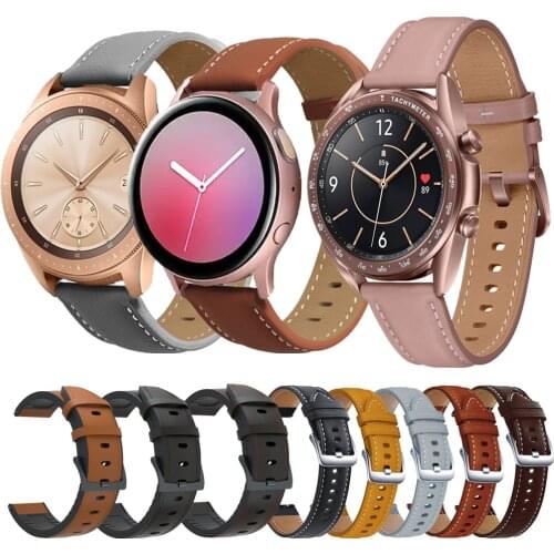 20mm Leather strap For Samsung Gear S2 Classic/Galaxy Watch Active/42mm/S4/Active 2 40 44/3 41 Smart Watch Wristband Accessories