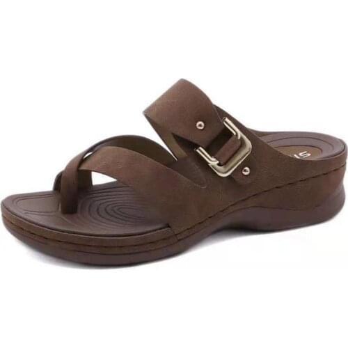 Sandals ladies wedge heel open toe fish mouth foreign trade Roman style sandals shoes cashmere zipper large size sandals