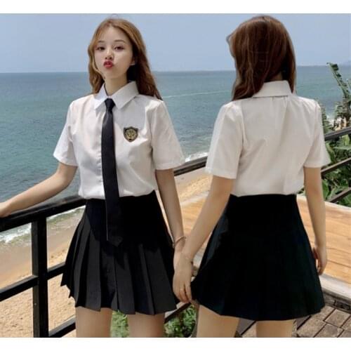 Japanese school uniform college school uniform suit high school student spring summer short-sleeved two-piece suit
