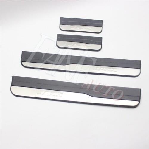 Car Styling Stainless Steel Led Door Sill Scuff Plate Guard Sills Protector Trim For Honda Jazz 2014-2020