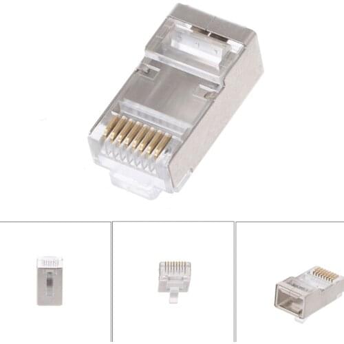 TCAM Ethernet Cables 100Pcs RJ45 Network Connector CAT6 Modular Plugs Shielded Version With Loading Bar