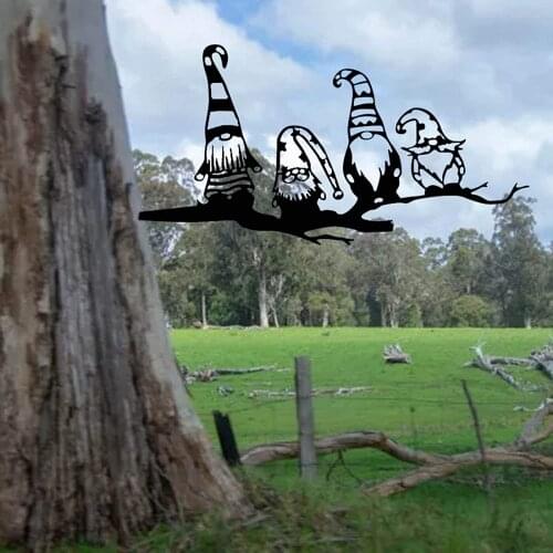 Garden Decorations Cartoon Gnome Iron Ornament Decorative Craftwork for Garden Courtyard Backyard