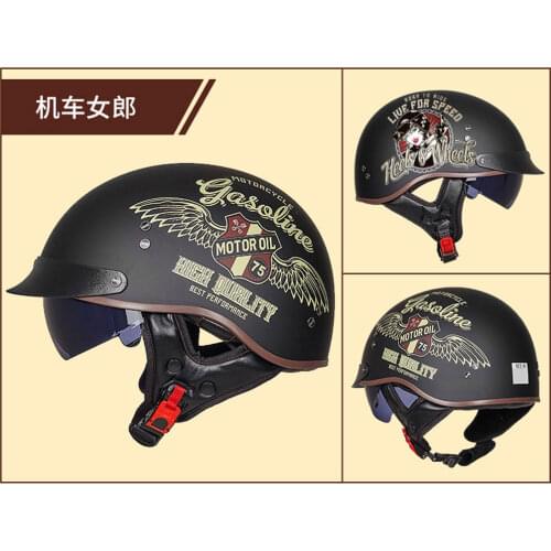 Retro Vintage Casco Moto Unisex Motorcycle Helmet Open Face Scooter Biker Motorbike Racing Riding Helmet With DOT Certification