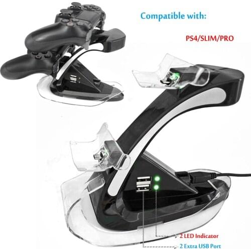 Dual Controllers Charger Charging Dock Stand Station For Sony PlayStation 4 PS4 PS 4 Game Gaming Wireless Controller Console