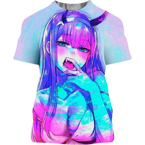 Anime T-Shirts Darling In The Franxx Sexy Girls Zero Two 3D Print Men Women Fashion Streetwear T Shirt Harajuku Tees Tops Unisex