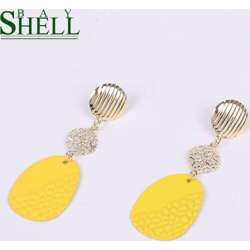 Shell bay Statement long Earrings For Women Fashion Geometric Punk Gold Sequin metal Vintage cute drop Earrings Brincos Jewelry