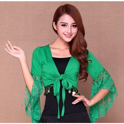 Belly dance Costumes Fashion Indian Dance Clothing Trumpet Sleeve Dance Clothes Belly Dance Top Lace Long-Sleeve