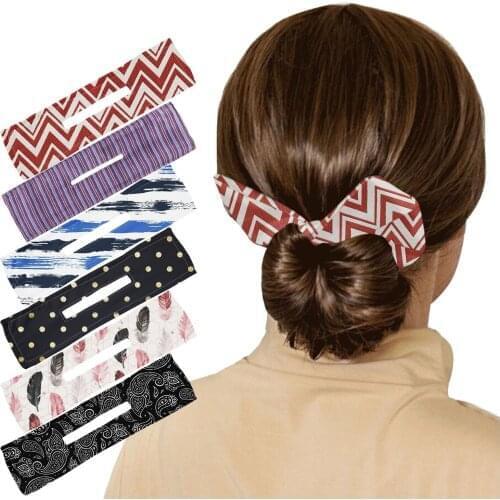 1pc Fashion Women Hair Bands Women Summer knotted Scrunchies Elegant Bowknot Deft Bun Maker Wire Headband Print Hair Accessories