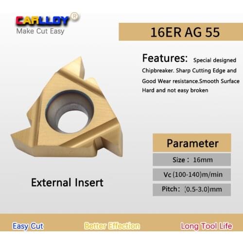 10pcs 16ERAG55 ISO Yellow metric coarse thread 55°partial profile 55 External Right Hand Thread