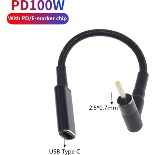 100W USB Type C Female to 2.5*0.7mm Charger Cord Cable for Asus EEE PC X101 X101H X101CH Laptop Dc Power Adapter Converter