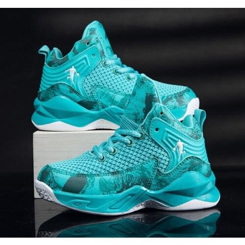 2021 Boys Brand Basketball Shoes Kids Sneakers Thick Sole Non-slip Children Sport Shoes Child Boy Basket Trainer Shoes Mesh Shoe