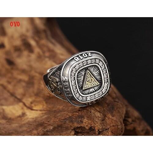 2021 New 925 Sterling Silver Jewelry Eye of God All-Knowing Eye Thai Silver Vintage Old Personality Thai Silver Ring