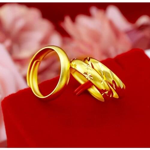 3 Styles African Gold Engagement Ring for Men Women Jewelry Pure Gold Color Couple Wedding Rings Set Bride Bands Anillos Homme