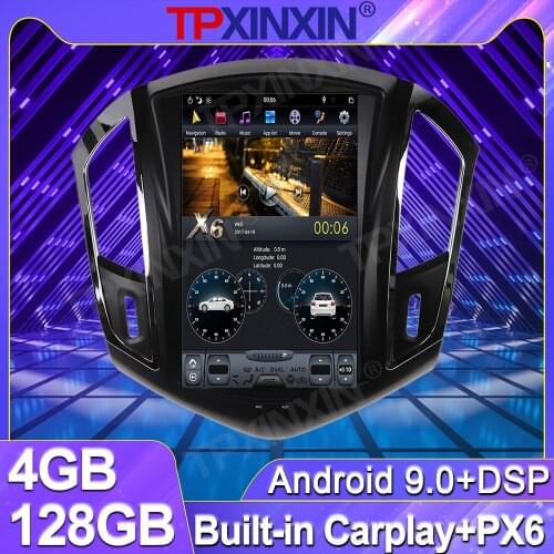 4+128G For Chevrolet Cruze J300 J308 2012 - 2015 Android 9 PX6 Tesla Car Vertical Screen Stereo Radio Multimedia Player GPS Navi