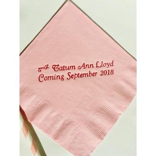50pcs Personalized Napkins Baby Shower Custom Cocktail Beverage Paper Party Monogram Luncheon Avail milestones birthday