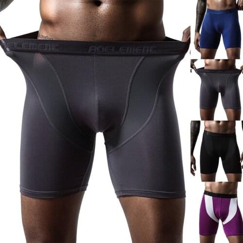 Ice Mesh Mens Long Cock Boxers Underwear Sports Man Running Lengthening Wear Resistant Leg Modal Flat Pants Long Leg Pants Drop