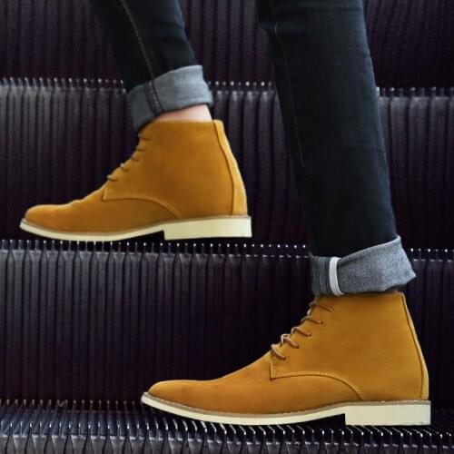 Big Size Suede Ankle Boots Men Spring Autumn Pointed Toe Fashion Retro Menboots High Top Casual Western Shoes Men Lace Up Boots
