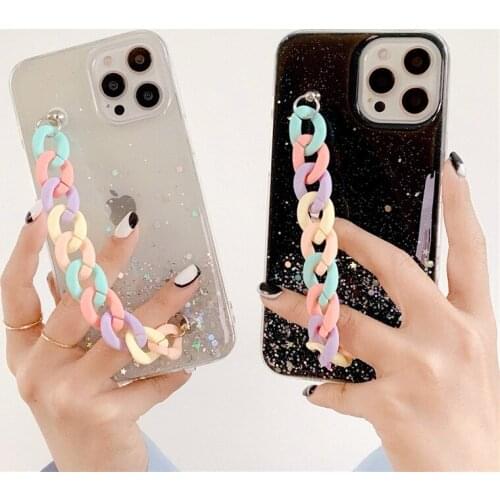 Luxury Rainbow Wristband Glitter Case For Apple iphone 11 Fundas back cover for iPhone 12 Pro Max 6 6S 7 8 Plus X XS Max XR
