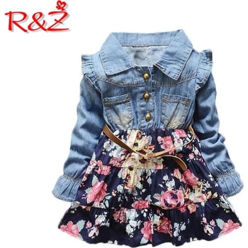 R&Z childrens dress 2019 spring and autumn new girls fashion floral dress long-sleeved stitching princess dress