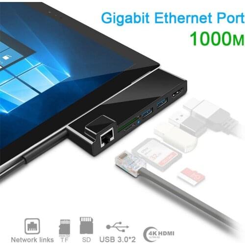 RJ45 Type C HUB Docking Station USB 4K Replicator HDMI For Microsoft Surface Pro 5 / 6 Line Cord concentrator Adapter