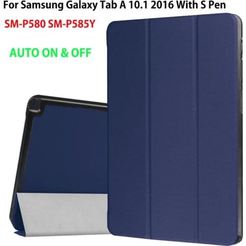 Super Slim Leather Case For Samsung Galaxy Tab A a6 10.1 P580 P585 Cover Case Funda Tablet Original Ultra Smart Magnetic Shell