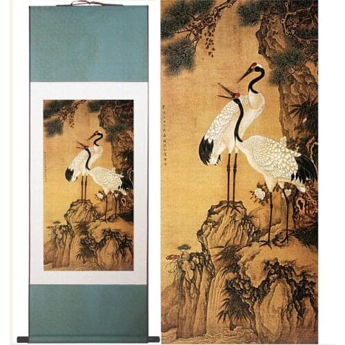 HotsaleTraditional Chinese Art Painting Home Office Decoration Chinese painting cranes with pine treesPrinted painting