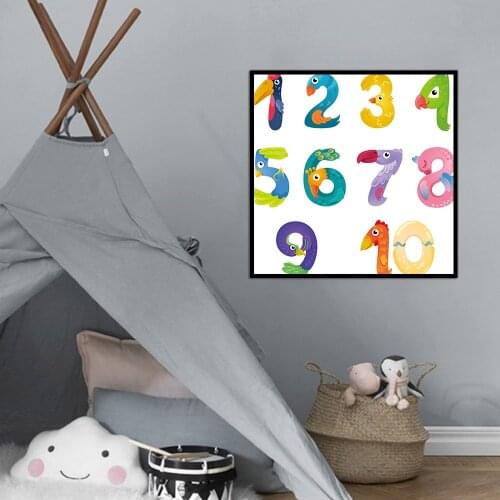 Early Kids Numbers Pictures Living Room Square Sizes Wall Art Decor No Frame Poster Oil Painting Decoration