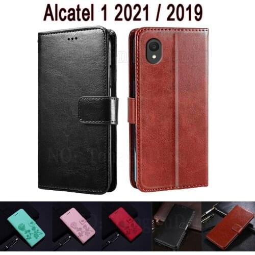 Classic Fashion Flip Leather Phone Case For Alcatel 1 Cover Etui Wallet Stand Book On Alcatel 1 2021 2019 Case Magnetic Card Bag