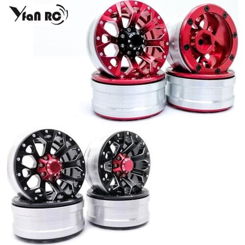 Yfan Rc 4 Pcs Aluminum Alloy 1.9 Inch Beadlock Wheels Rims for 1/10 RC Crawler Axial SCX10 SCX10 II 90046 Traxxas TRX4 D90 S199