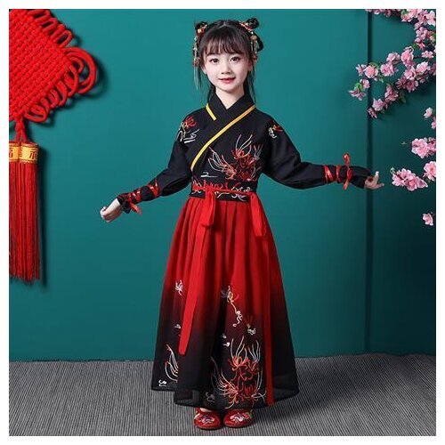 Ancient Chinese Costume Child Fairy Folk Dance Performance Chinese Traditional Dress Cosply Clothing Kids Clothes Girls Hanfu