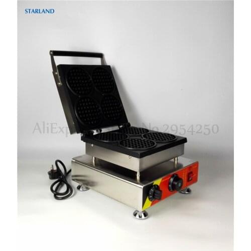 Stainless Steel Snack Machine 4 Round Shape Waffle Machine Classical Belgium Waffle Making Machine With Four Moulds