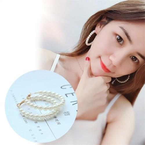 Blaike Fashion Big Hoop Earrings For Women Exquisite Synthetic Pearl Earring Wedding Engagement Jewelry Birthday Gifts