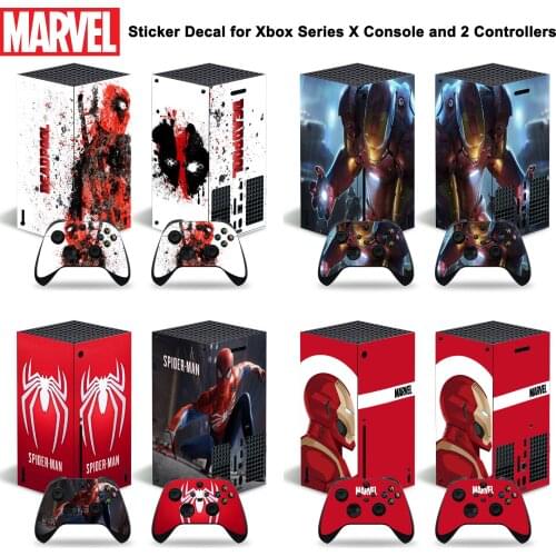 Marvel Iron Man Deadpool Skin Sticker Decal Cover for Xbox Series X Console and 2 Controllers Xbox Series X Skin Sticker Vinyl