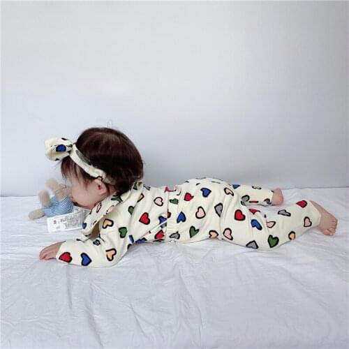 2021 Autumn New Baby Pajama Set Floral Girls Sleeper Infant Boys Clothes Suit 4 Pcs Indoor Clothing