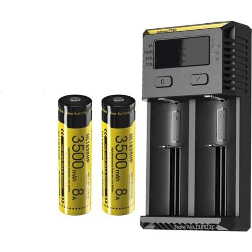 NITECORE NEW I2 battery Charger OLED Screen Smart Charger + NITECORE 18650 8A 6V 12.6Wh NL1835HP li-ion rechargeable battery