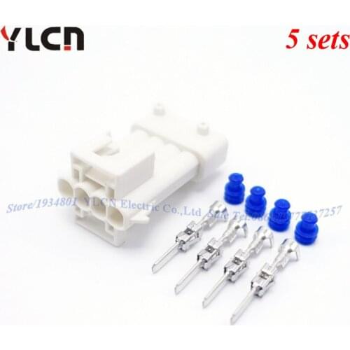 New Brand 5 Sets Kit 4Pin Way Automotive Waterproof Oxygen Sensor Electric Wire Connectors Female Set White
