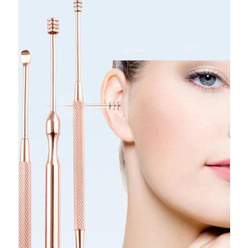 1 Piece Double-ended Steel Ear Pick Wax Curette Licking Non-slip Cleaning Stick Double Tool Digging Ear Head L8V2
