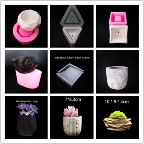 Concrete Flower Pot Molds for flowerpot making DIY Cement Vase Silicone Planter Mold for Succulent Plants Cactus Planting