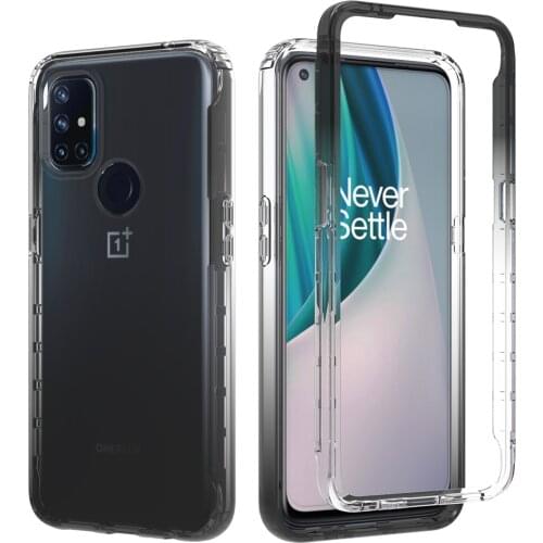 Transparent Clear Case for OnePlus Nord N10 5G N100 Silicone Phone Back Bag Gradient Color Full Body Hard Protective Funda