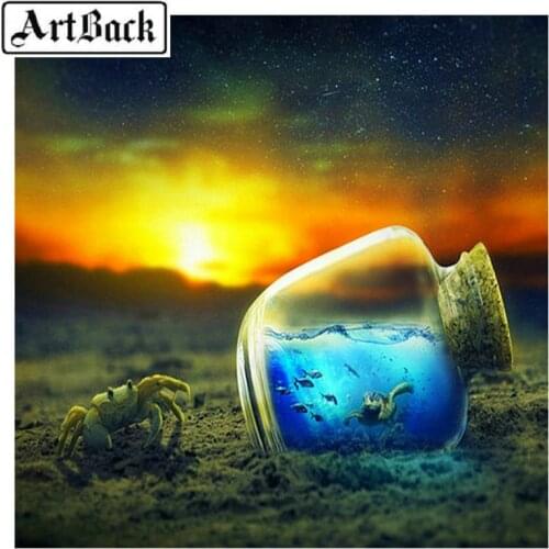 Sale 5d diy diamond painting glass bottle landscape 3d full square / round diamond embroidery home decoration support purchasing